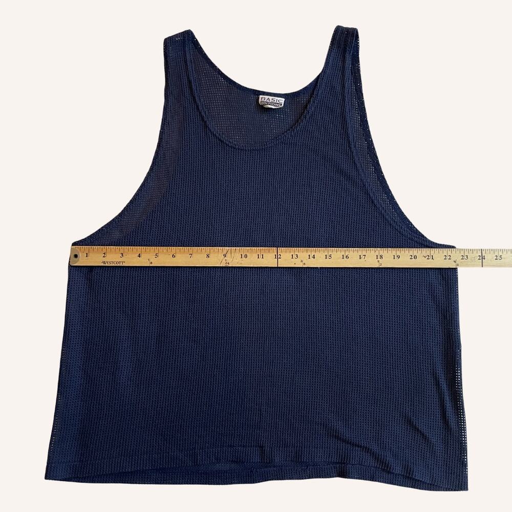 BASIC EDITIONS navy blue mesh tank top L/XL - Picture 5 of 5